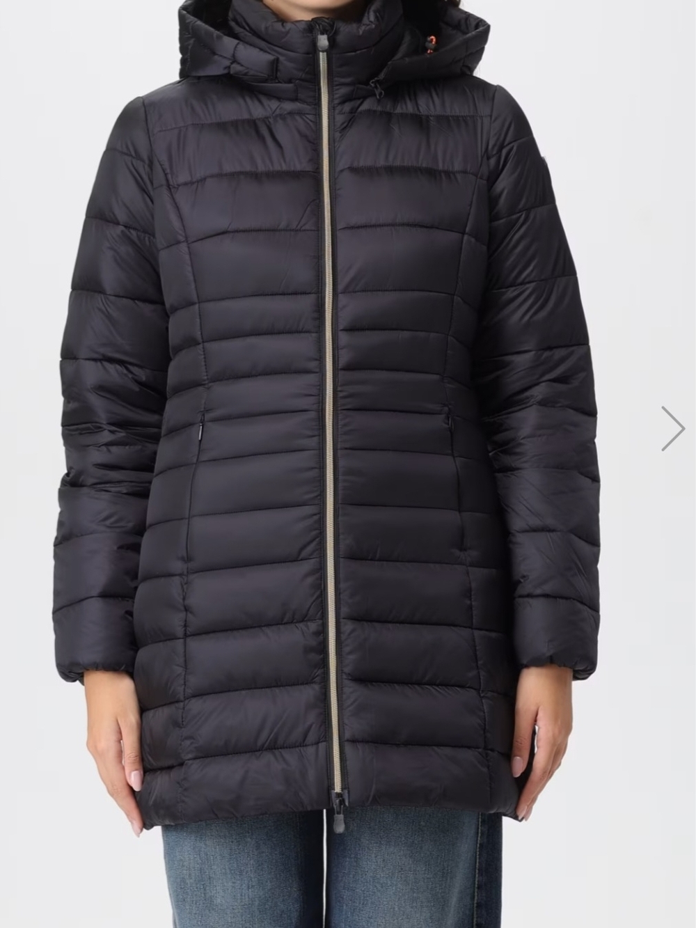 Pure Collection Black Packable Hooded Puffer Coat